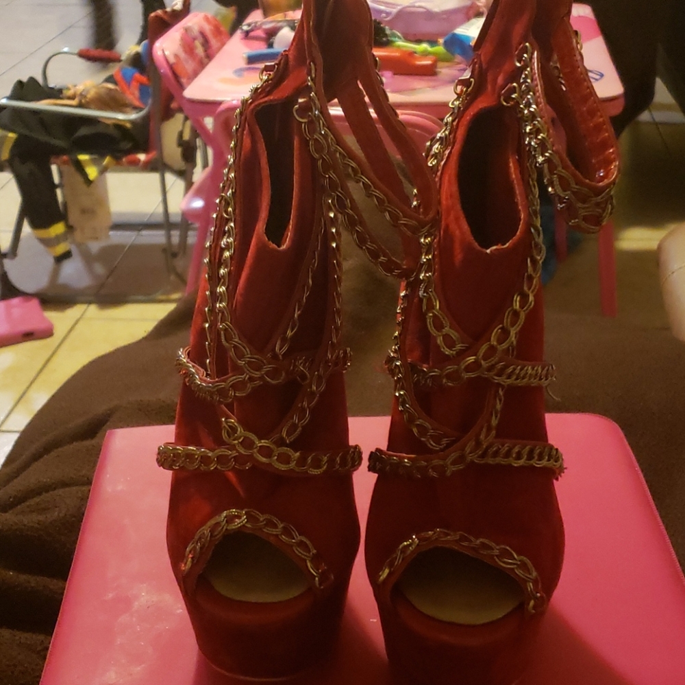 Red chain heels